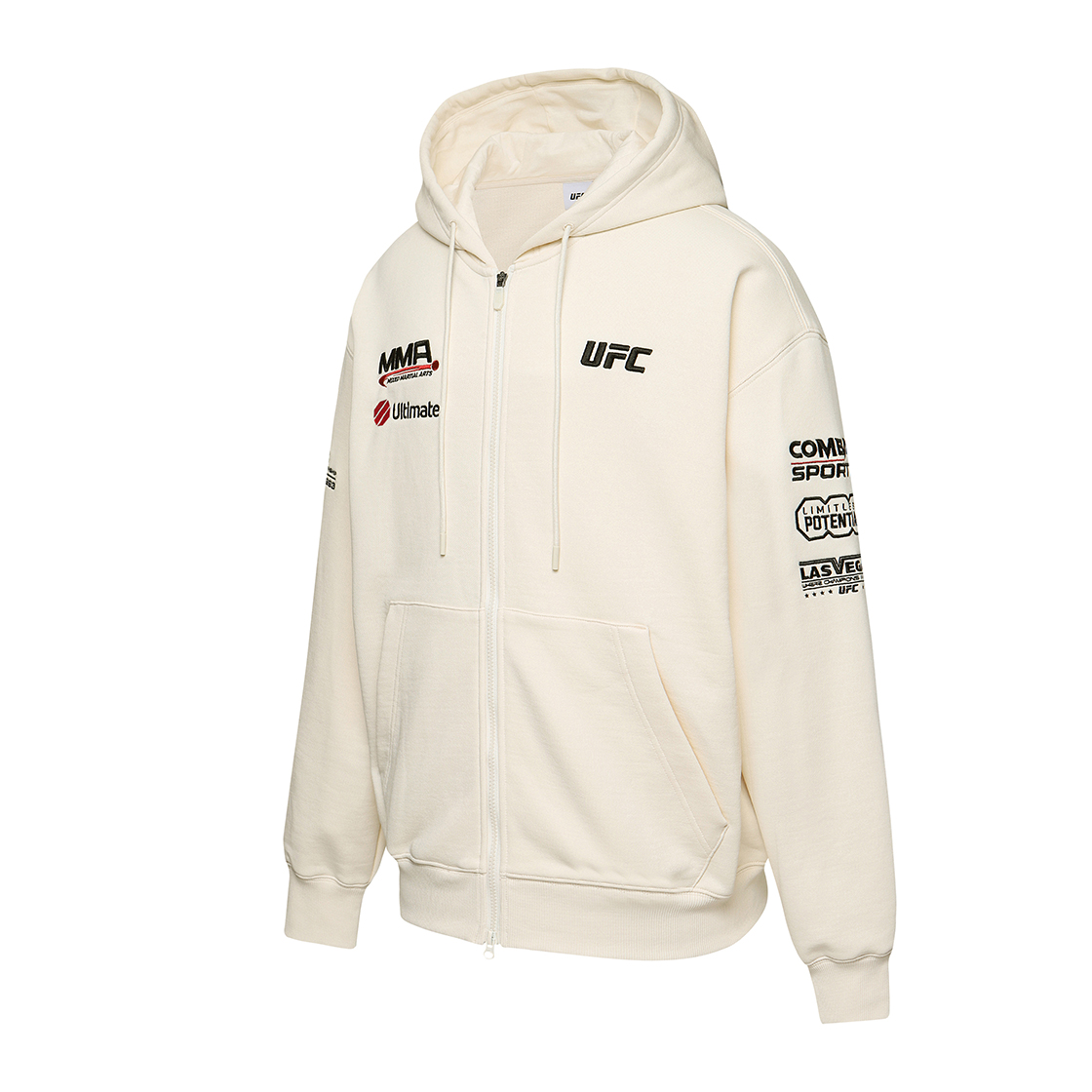유에프씨 스포츠 MMA 스폰서십 오버핏 후드 집업 멜란지 화이트(UFC SPORT Mma Sponsorship Oversized Fit Hoodie Zip-Up Melange White) - 2