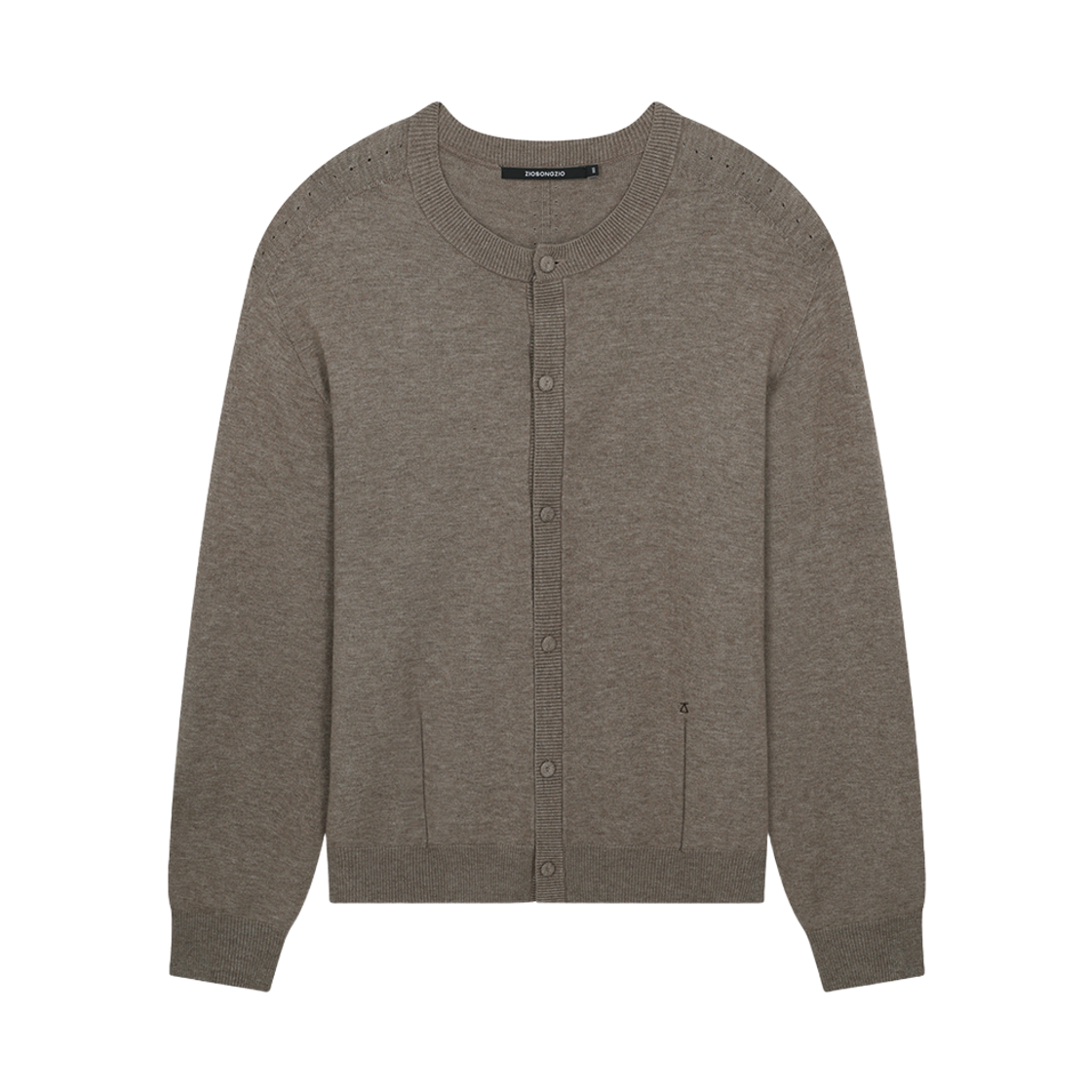 ZI6KT685BE ZIOSONGZIO Timeless Wholegarment Collarless Cardigan Beige