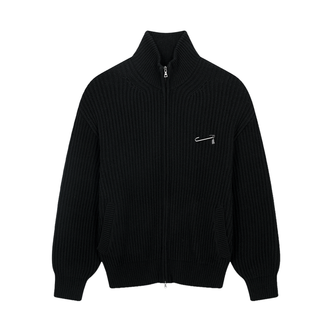 ZI5KT838BK ZIOSONGZIO SEMBLANCE Ribbed High Neck Zip Up Cardigan Black