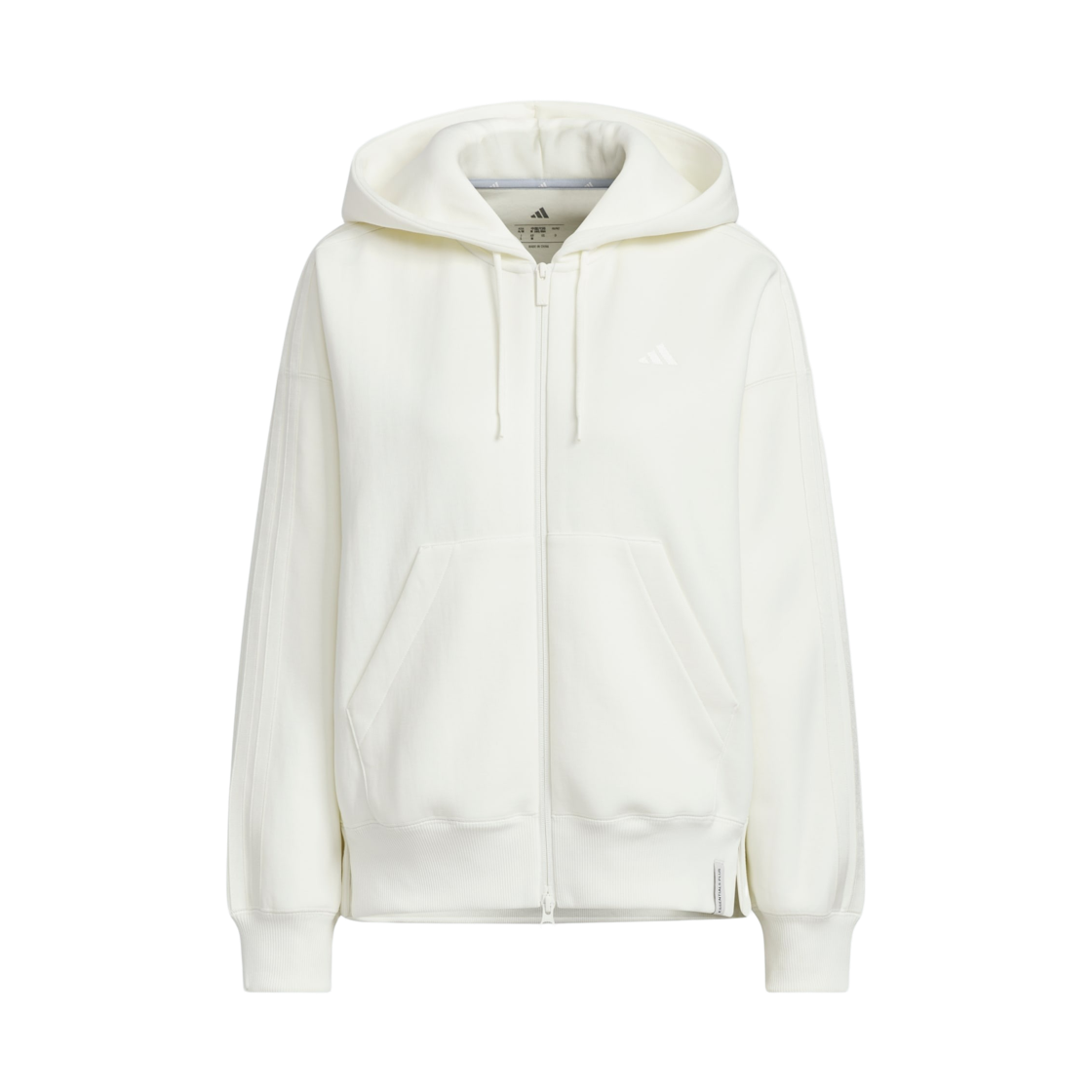 KF8276 (W) Adidas Sportswear Essentials Plus 3-Stripes Spacer Knit Loose Fit Full-Zip Hoodie Off White - KR Sizing