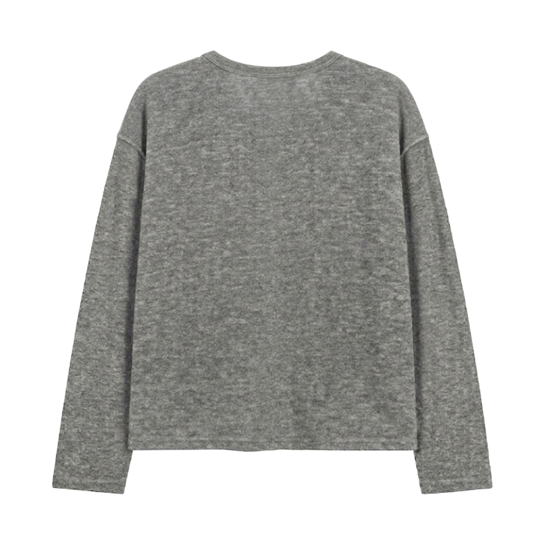 지크립 브러쉬드 라운드 넥 세미 크롭 니트 가디건 그레이(GCLIP Brushed Round Neck Semi-Crop Knit Cardigan Gray) - 3