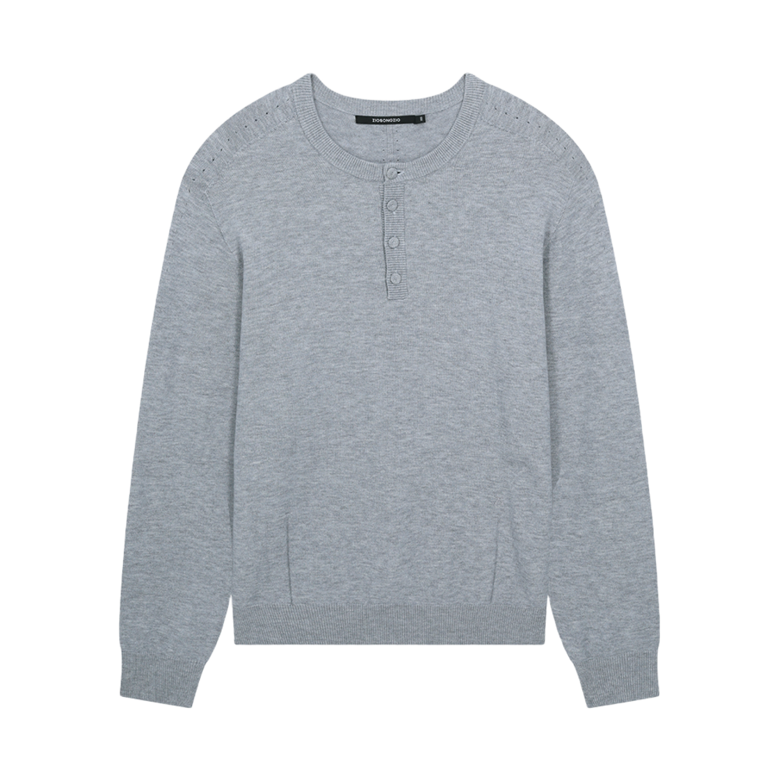 ZI6KT692GY ZIOSONGZIO Timeless Wholegarment Henley Neck Knit Grey