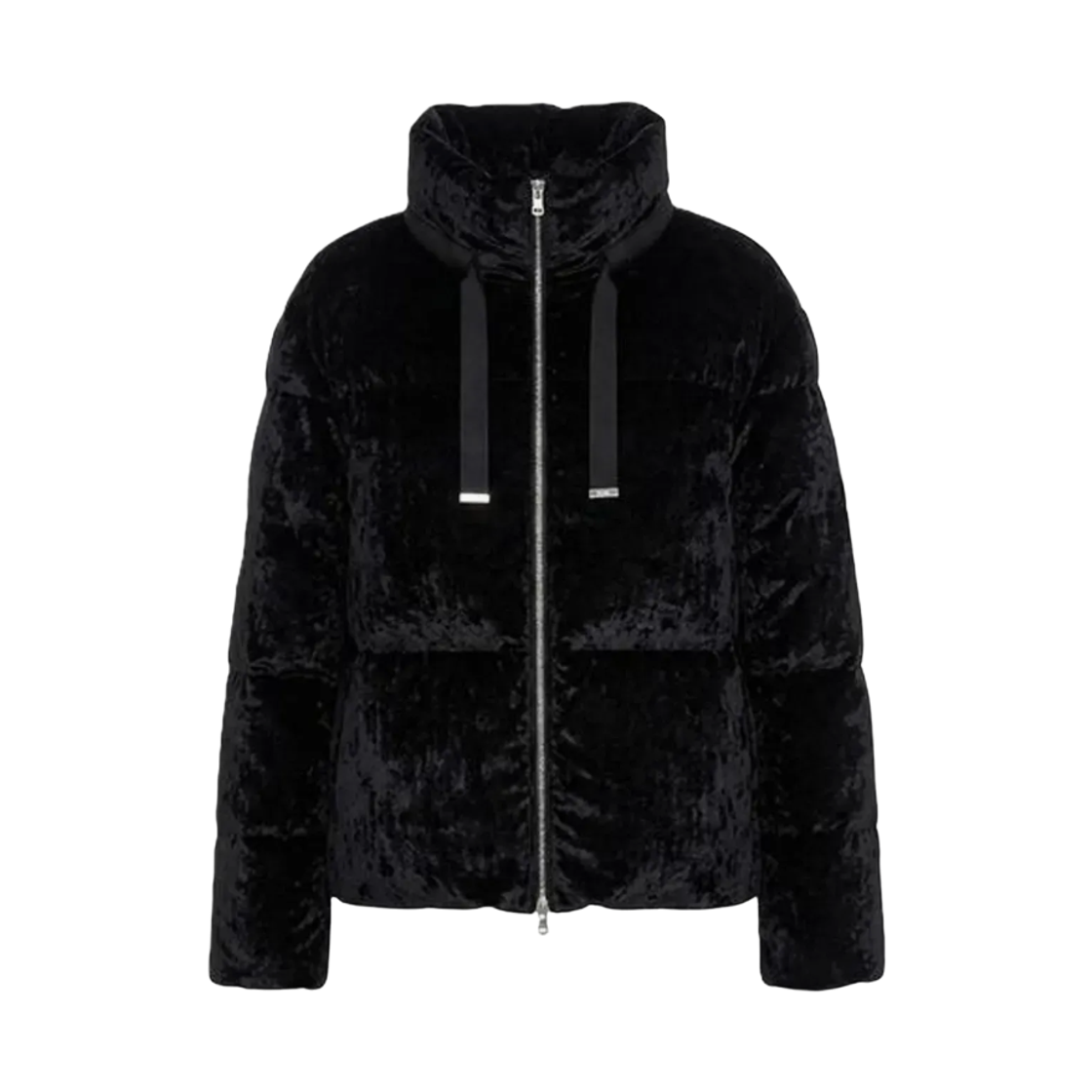 (W) 에르노 벨벳 드로스트링 다운 자켓 블랙((W) Herno Velvet Drawstring Down Jacket Black) - 1