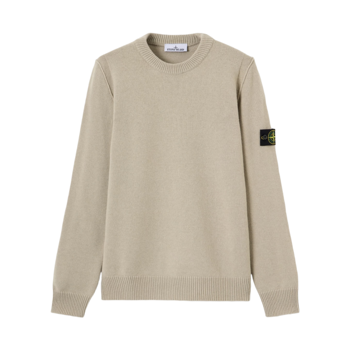 L2S1551000-72S00A3-V0095 Stone Island 5100072 Lambswool Regular Fit Crewneck Jumper with Ribbed Trims Sand - 26FW