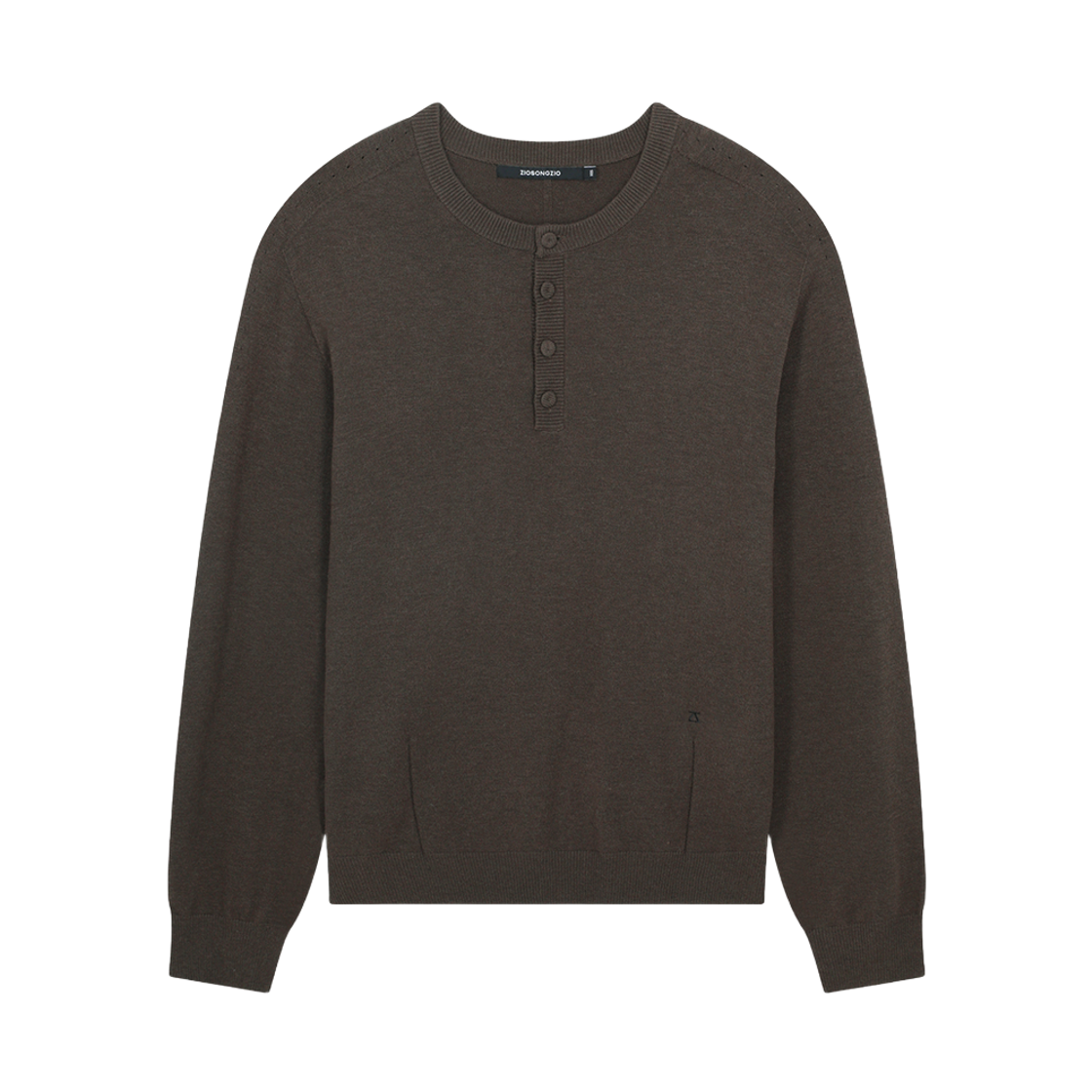 ZI6KT694BR ZIOSONGZIO Timeless Wholegarment Henley Neck Knit Brown
