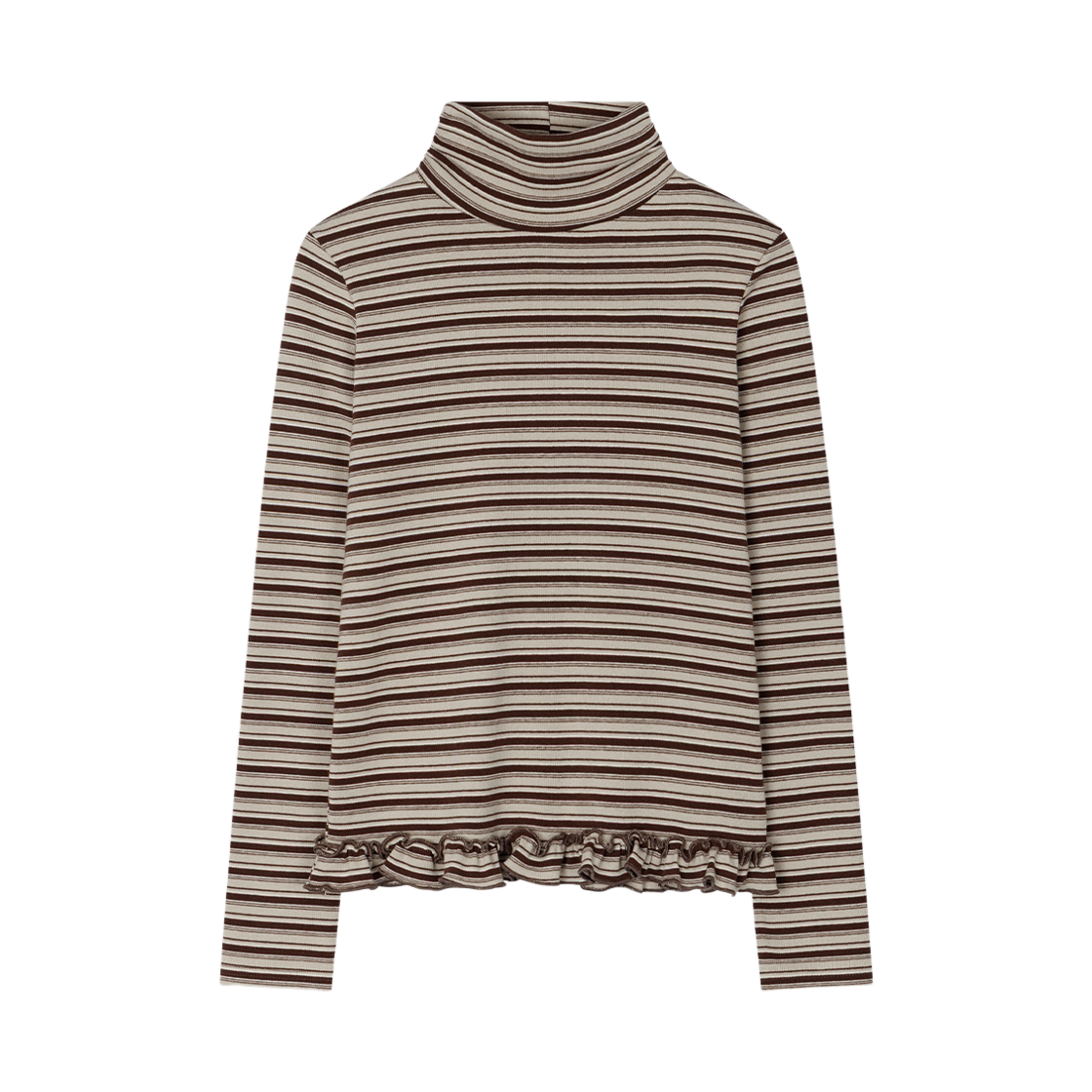 AMS020 Uglyshadow Stripe Turtleneck Tee(Brown)