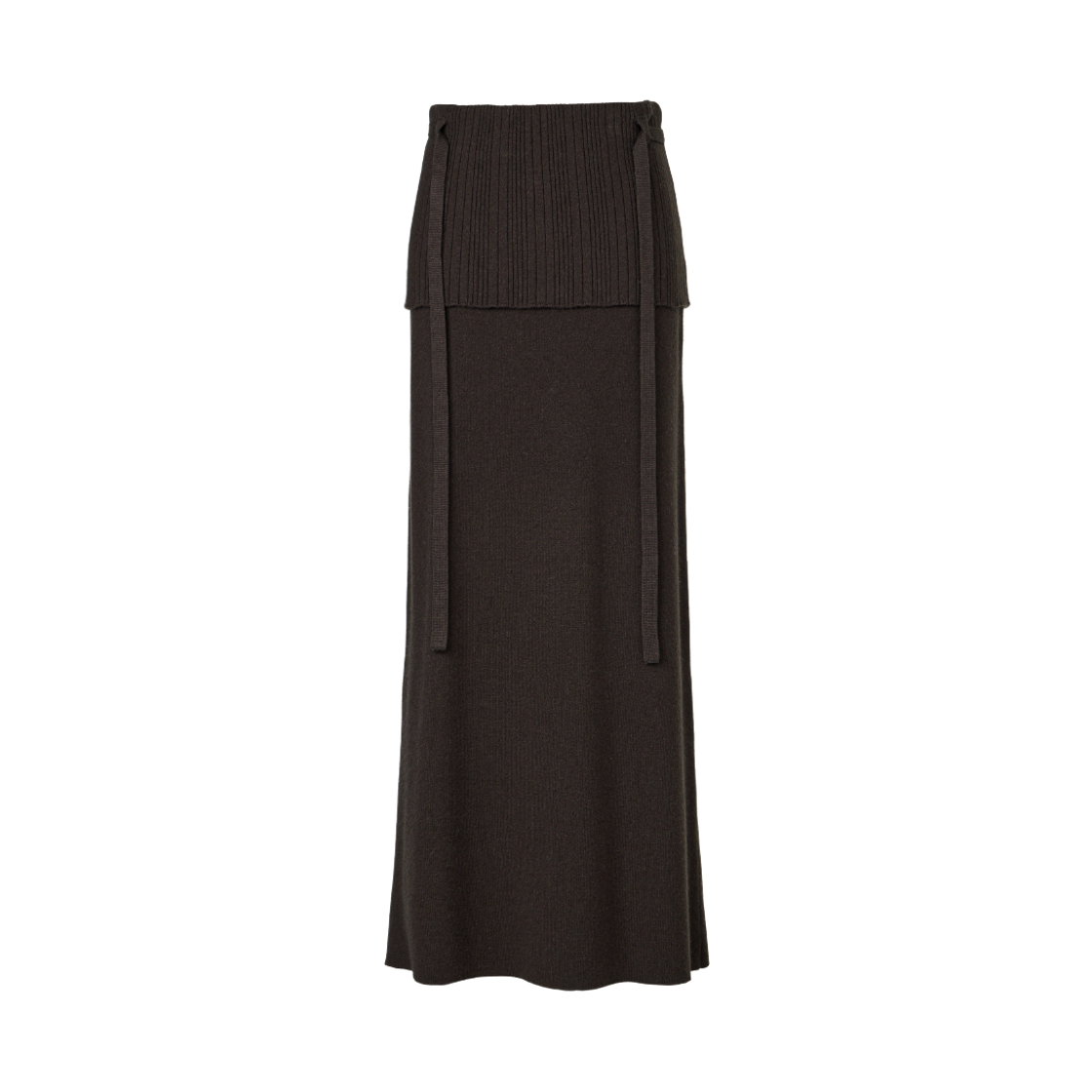 쿠메 폴드오버 캐시미어 니트 스커트 딥브라운(KUME Cashmere Blend Fold-Over Knit Skirt Deep Brown)