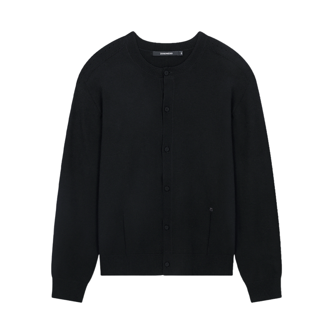 ZI6KT681BK ZIOSONGZIO Timeless Wholegarment Collarless Cardigan Black