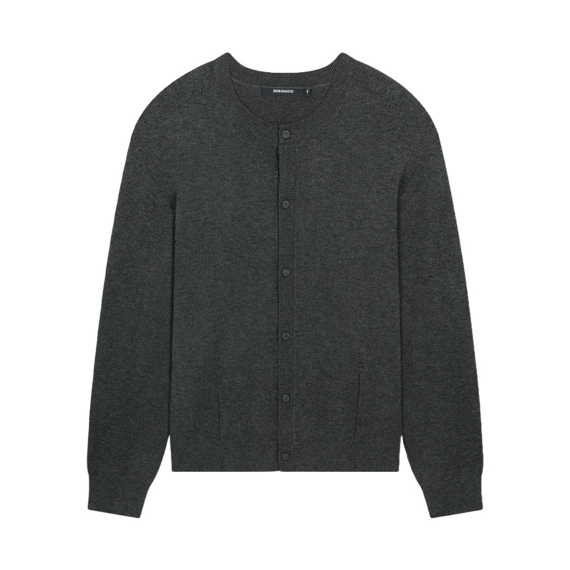 ZI6KT684DG ZIOSONGZIO Timeless Wholegarment Collarless Cardigan Dark Grey