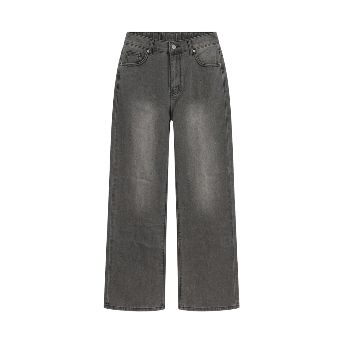 GC2406-2410-그레이 GCLIP Relaxed Fade Washed Half-Banding Wide Denim Pants Gray