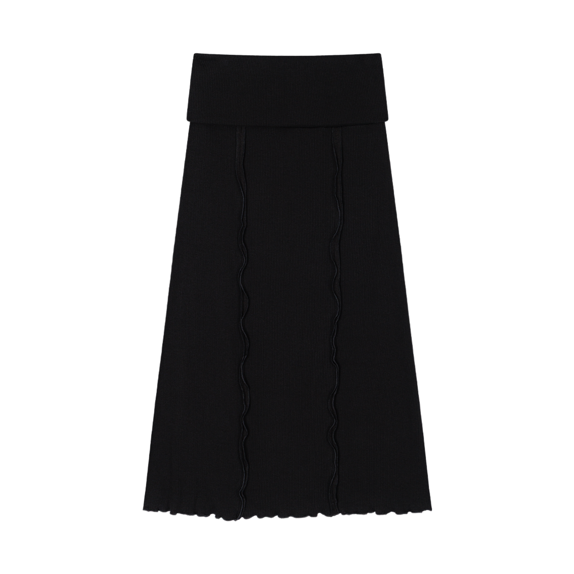 어글리쉐도우 리브드 롱 스커트(블랙)(Uglyshadow Ribbed Long Skirt(Black)) - 2