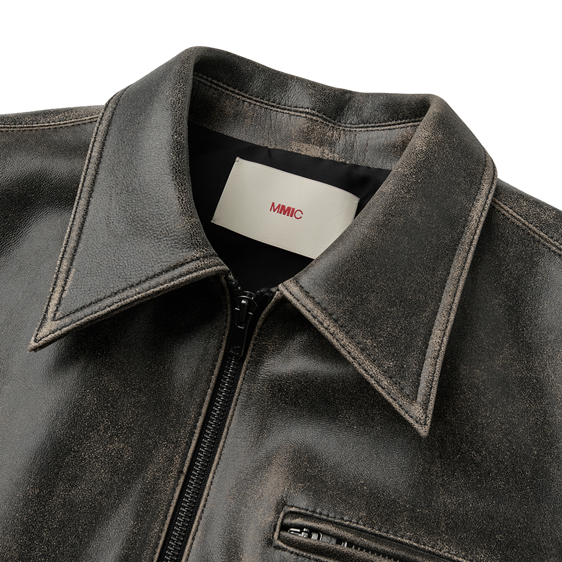 엠엠아이씨 에이징 레더 자켓 딥 브라운(MMIC Aged Leather Jacket Deep Brown) - 2