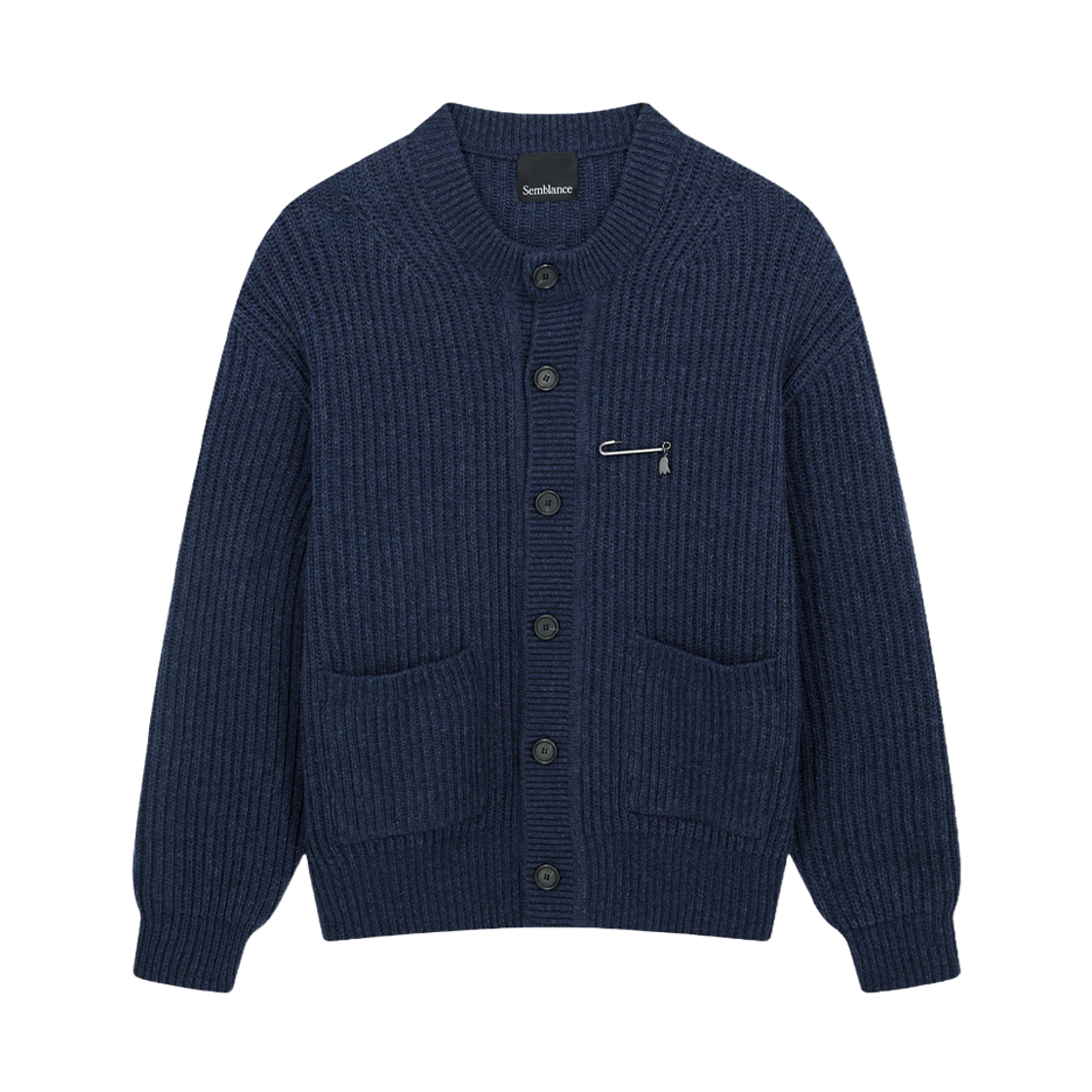 ZI5KT835IN ZIOSONGZIO SEMBLANCE Ribbed Collarless Cardigan Indigo