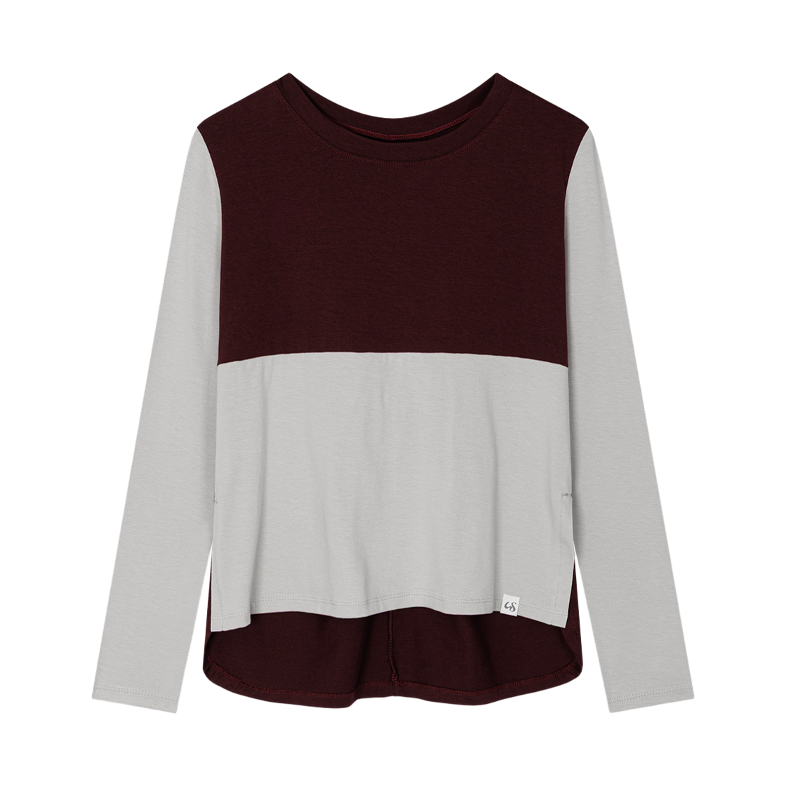 AMS004 Uglyshadow Back Ribbon T-Shirt(Grey Burgundy)