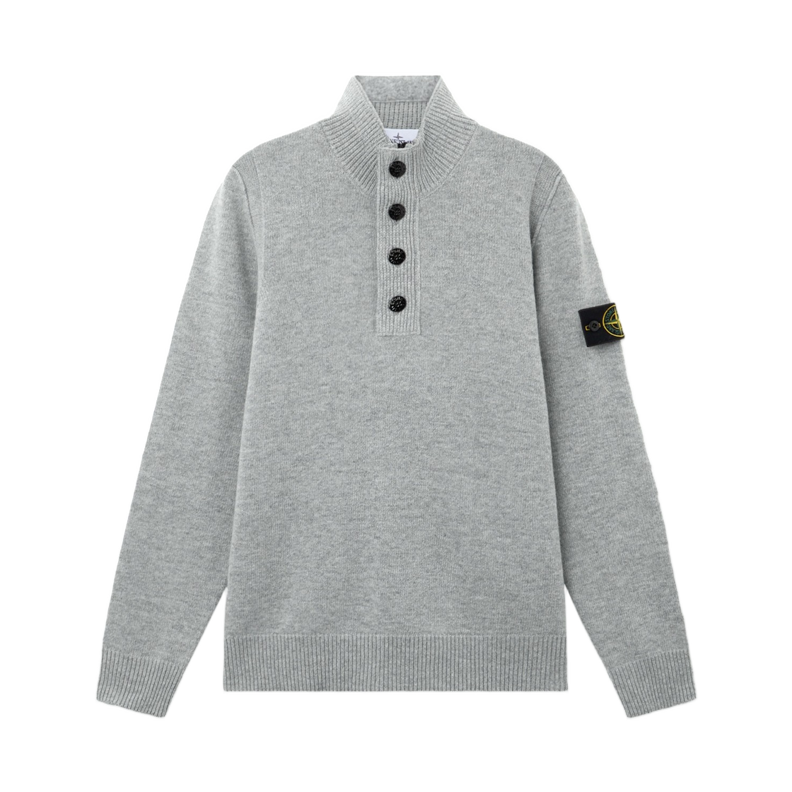 L2S1551000-40S00A3-V0M60 Stone Island 5100040 Lambswool Regular-Fit Half-Zip Jumper with Button Placket Grey Melange - 26FW