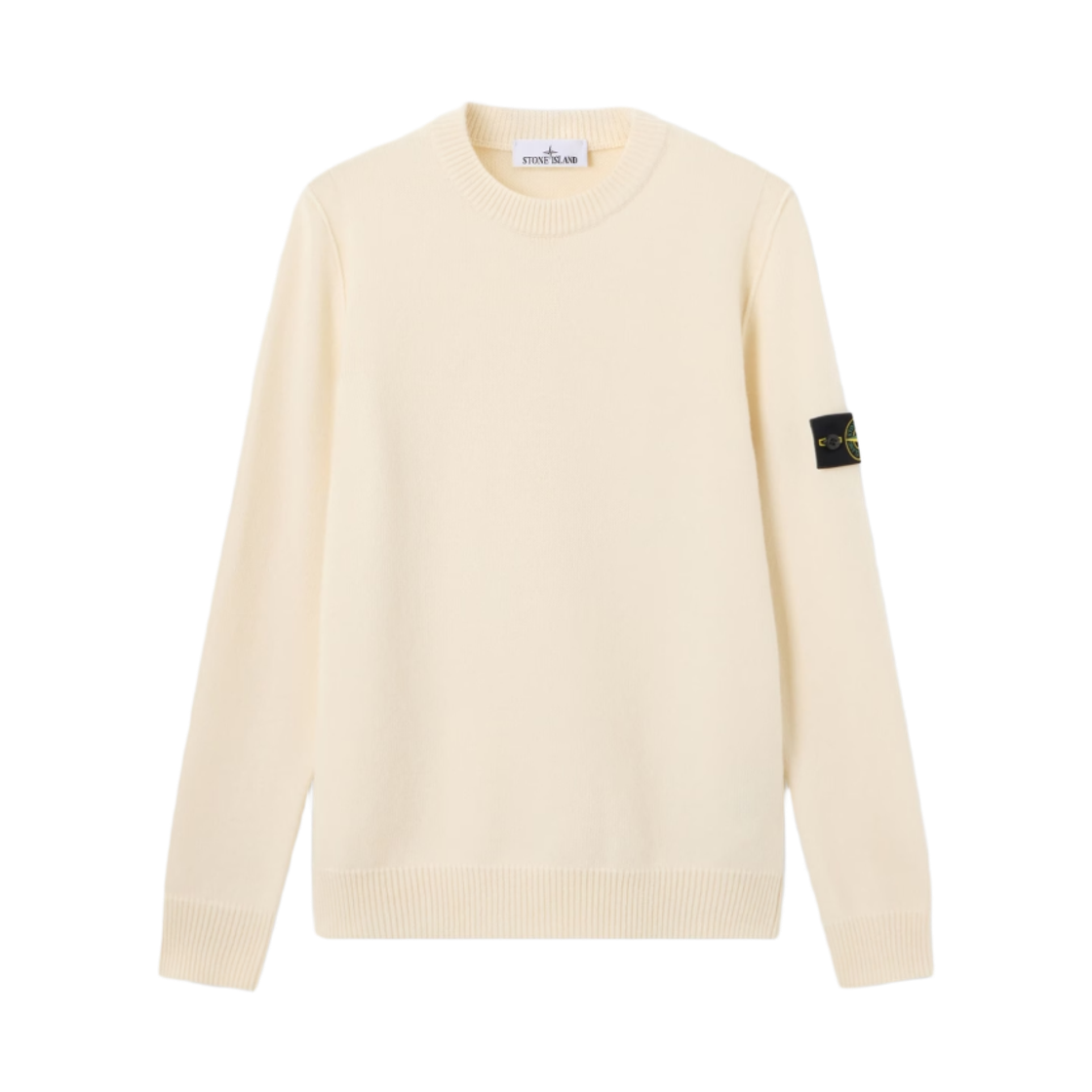 L2S1551000-72S00A3-V0093 Stone Island 5100072 Lambswool Regular Fit Crewneck Jumper with Ribbed Trims Ivory - 26FW