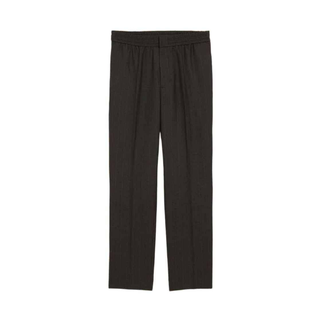 HTR226-WV0223-A228 AMI Grey Elasticated Waist Striped Wool Trousers Carbone Grey Choco Brown