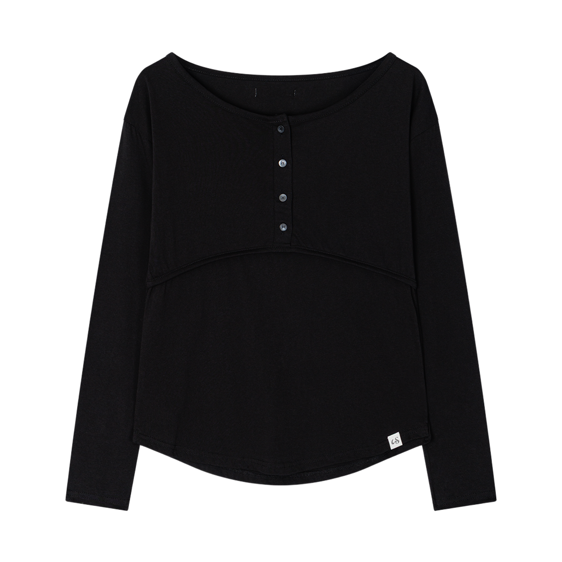 어글리쉐도우 플래킷 립 티셔츠(블랙)(Uglyshadow Placket Ribbed T-Shirt(Black))