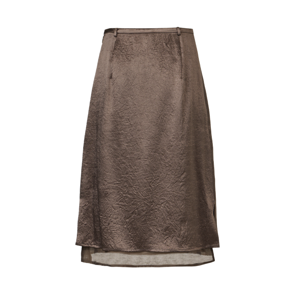 쿠메 새틴 레이어드 스커트 브라운(KUME Crinkled Satin Layered Midi Skirt Brown) - 3