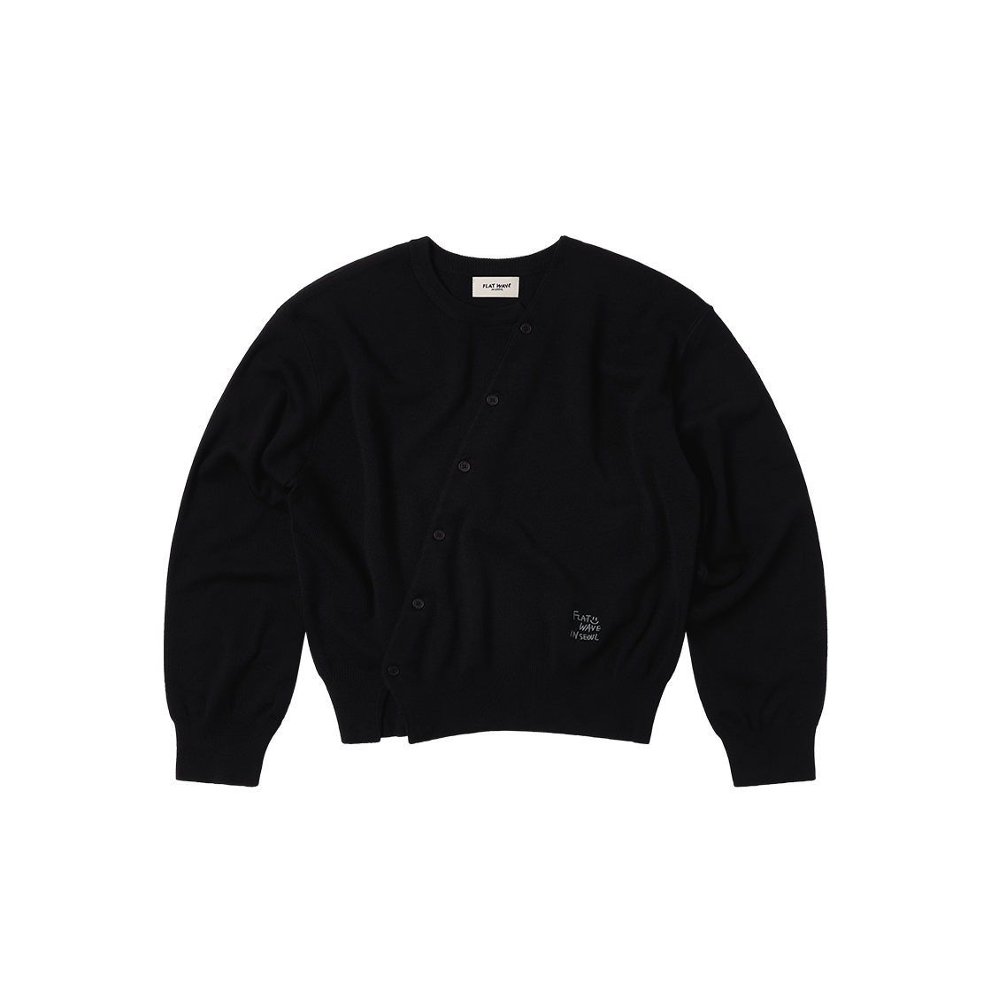 Floa Unbalanced Cardigan Black Flatwave in Seoul Floa Unbalanced Cardigan Black