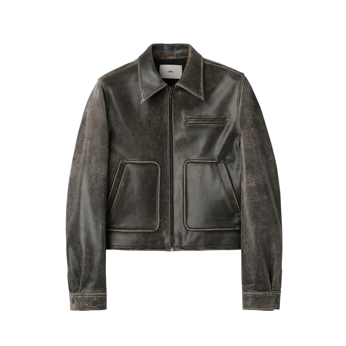 2C6-MM-MO-LJ001DBR MMIC Aged Leather Jacket Deep Brown