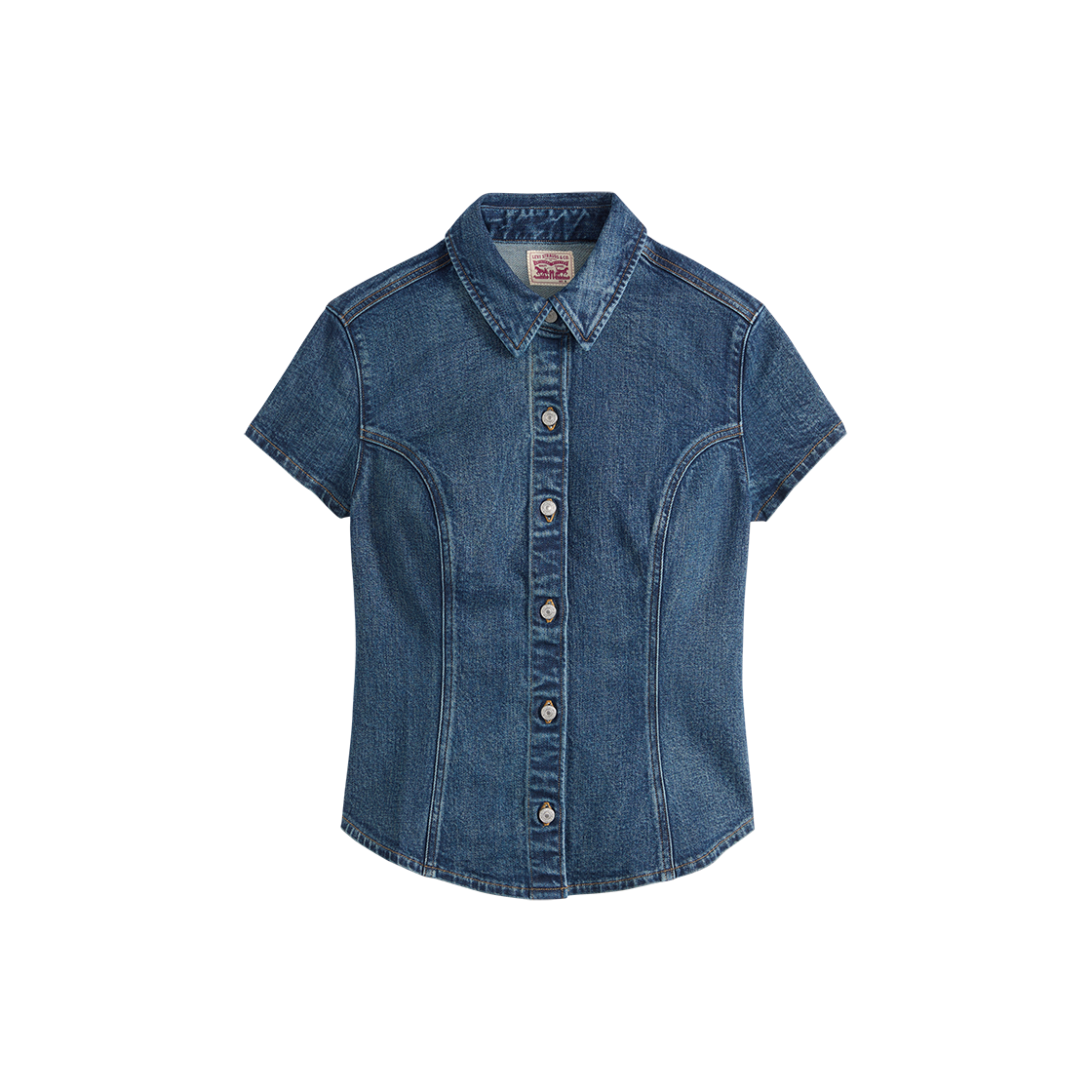 007WP-0002 Levi's Short Sleeve Shaped Denim Shirt Dark Indigo