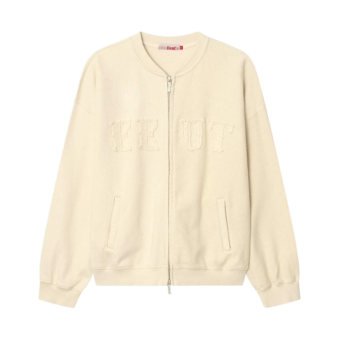 EEA1SW07CR EEUT Applique Sweat Zip Up Cream