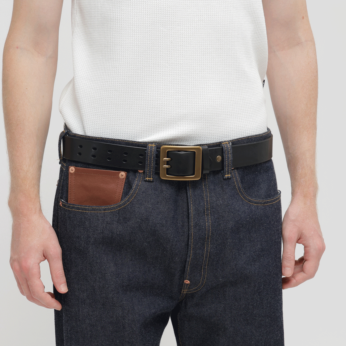 [예약배송] 아비렉스 카우 레더 벨트 더블 핀 블랙([예약배송] Avirex Cow Leather Belt Double Pin Black) - 6