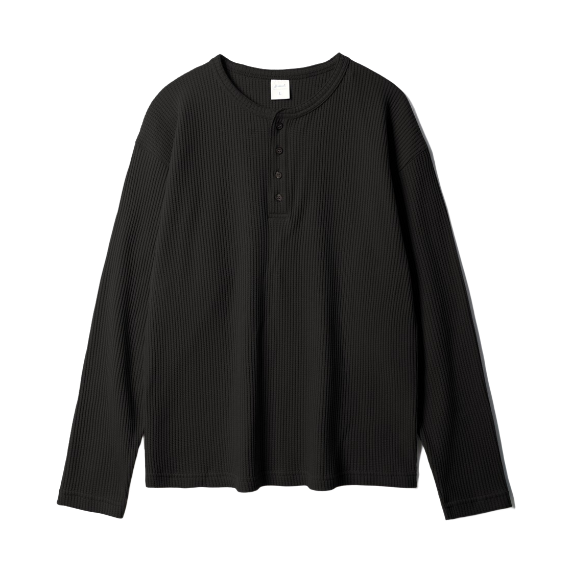 SJLT2690_black_291 JEMUT Texture Henry Neck Long Sleeve Black SJLT2690