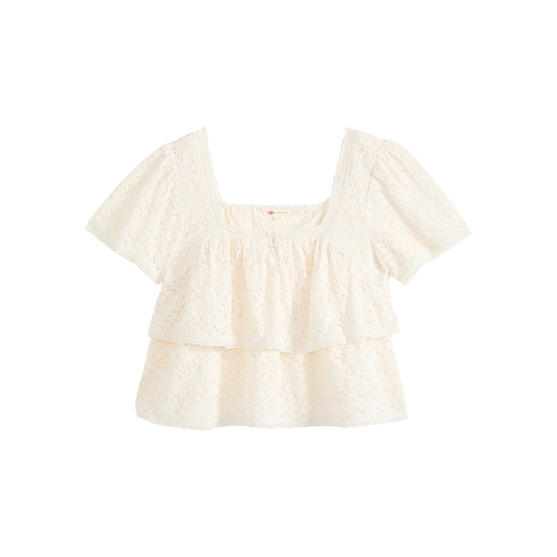 007XH-0005 Levi's Dom Short-Sleeve Lace Blouse White