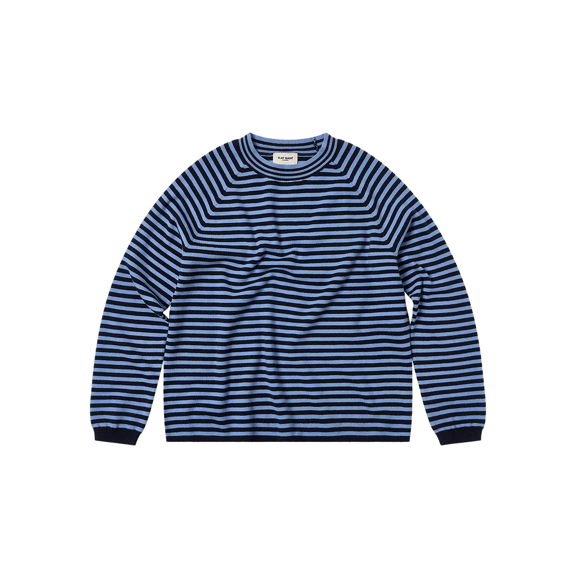 Weyve Knit Navy/Skyblue Flatwave in Seoul Weyve Stripe Loose Fit Round Knit Navy/Skyblue