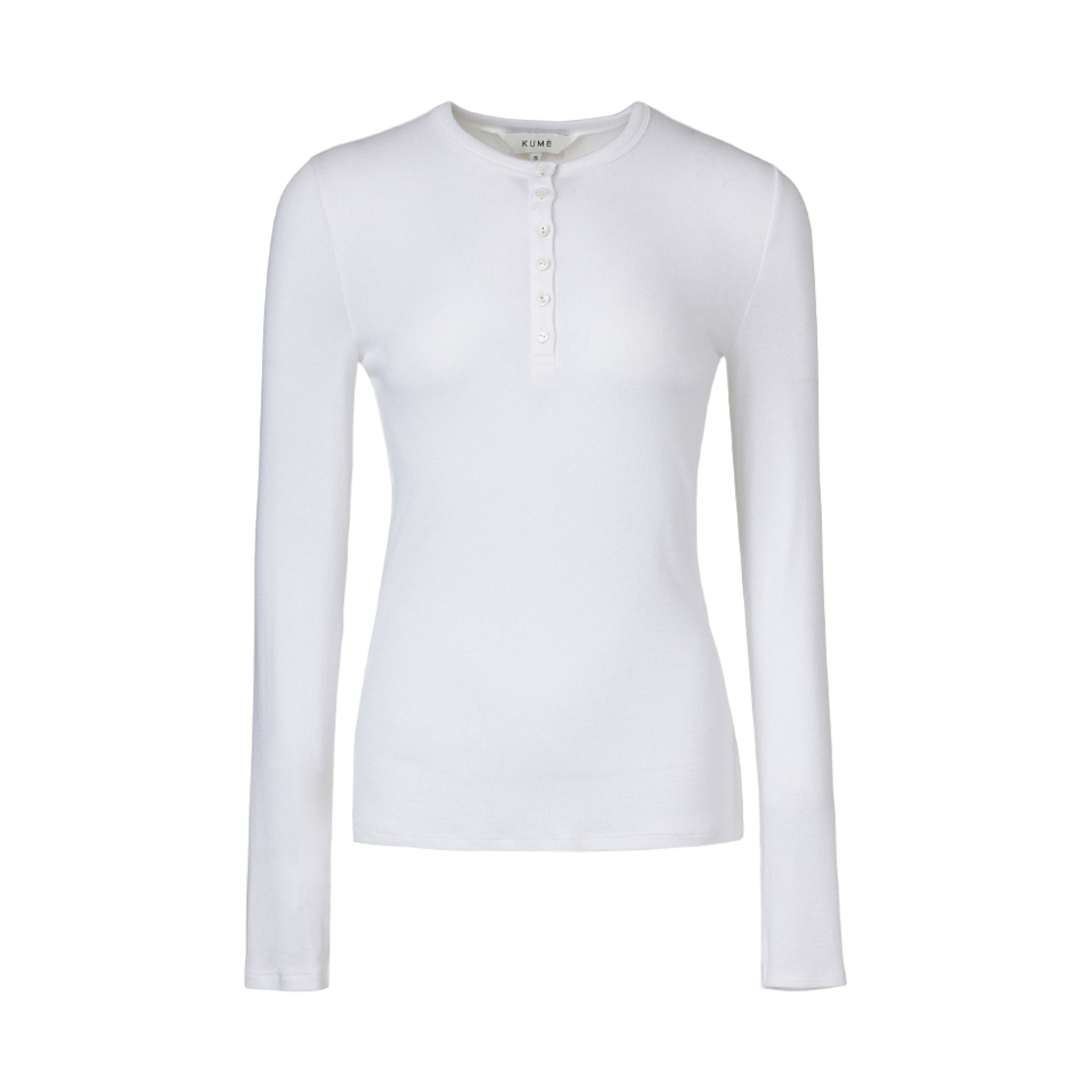 KM-26FW-TS03-WH KUME Henley Neck Side Slit Top White