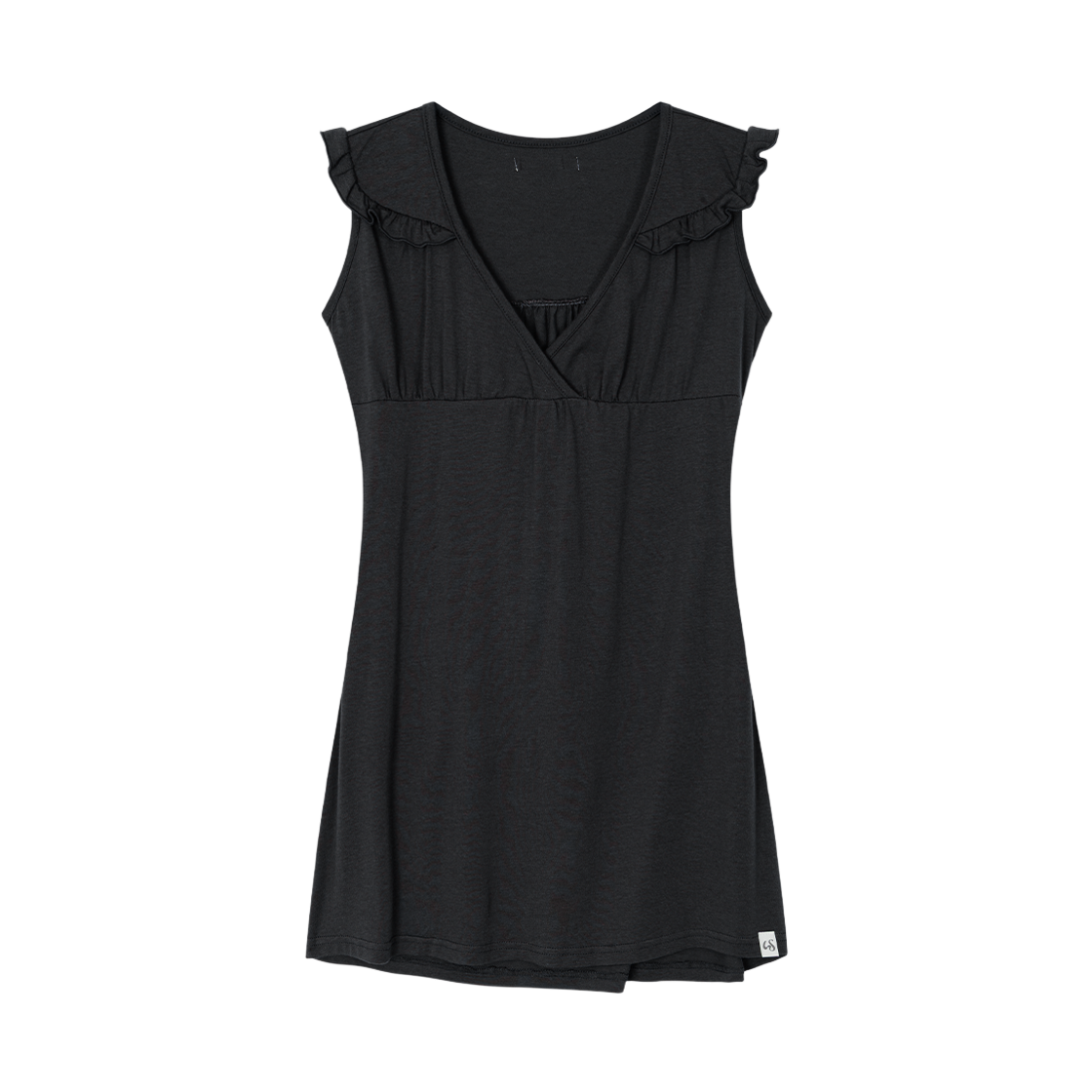 AMS012 Uglyshadow Ruffle Tie Top(Charcoal)