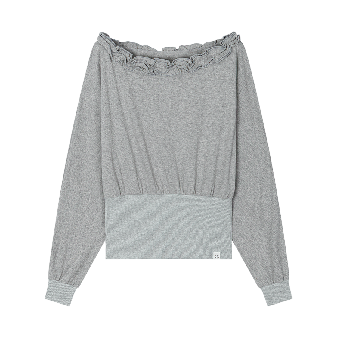 AMS002 Uglyshadow Off-Shoulder Ruffle Top(Grey)