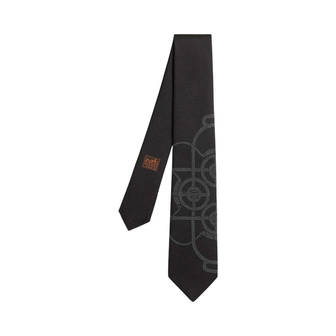 H331599T01 Hermes Eperon d'Or Tie 7cm Noir Gris