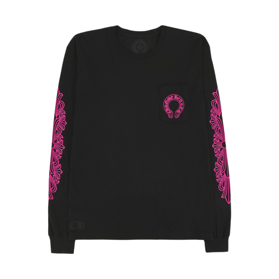 크롬하츠 홀스슈 로고 롱슬리브 티셔츠 블랙 핑크(Chrome Hearts Horseshoe Logo Long Sleeve T-Shirt Black Pink) - 2