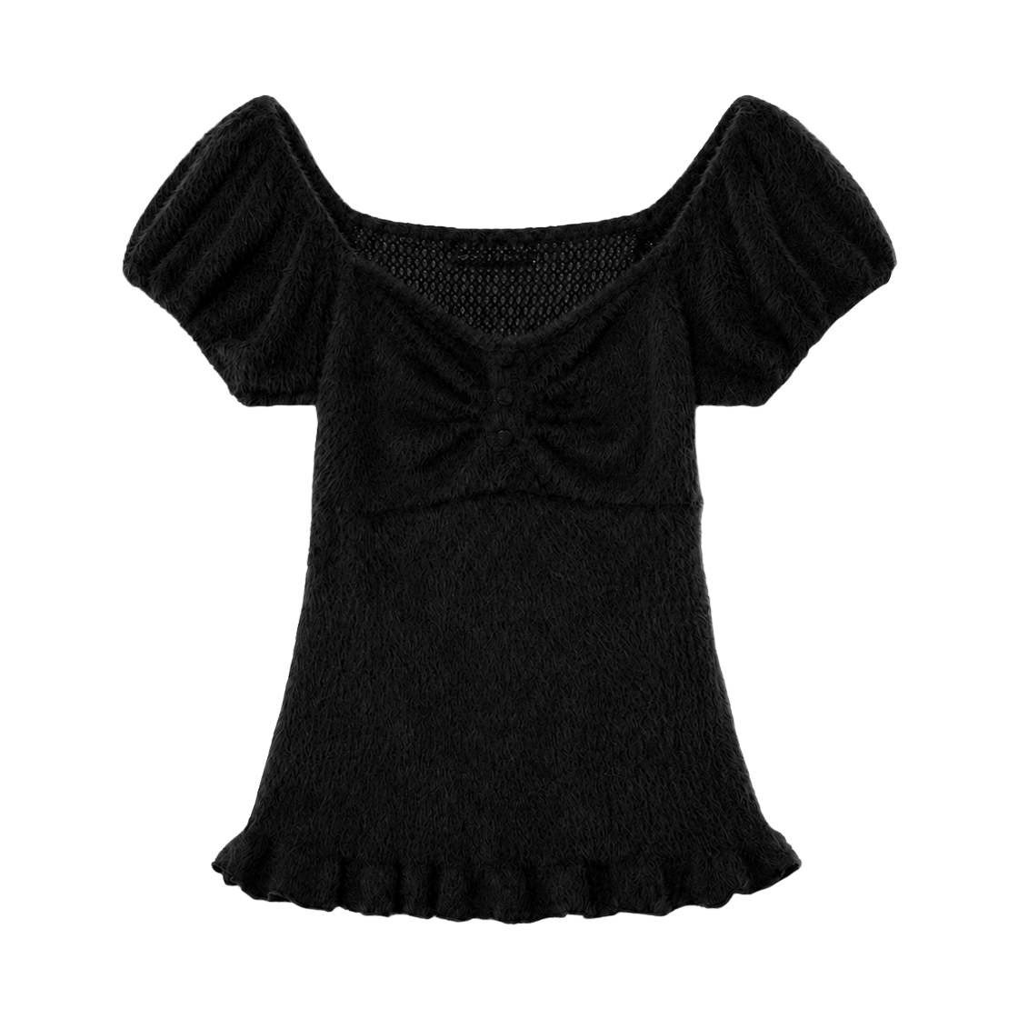 AMS051 Uglyshadow Soft Shirring T-Shirt(Black)