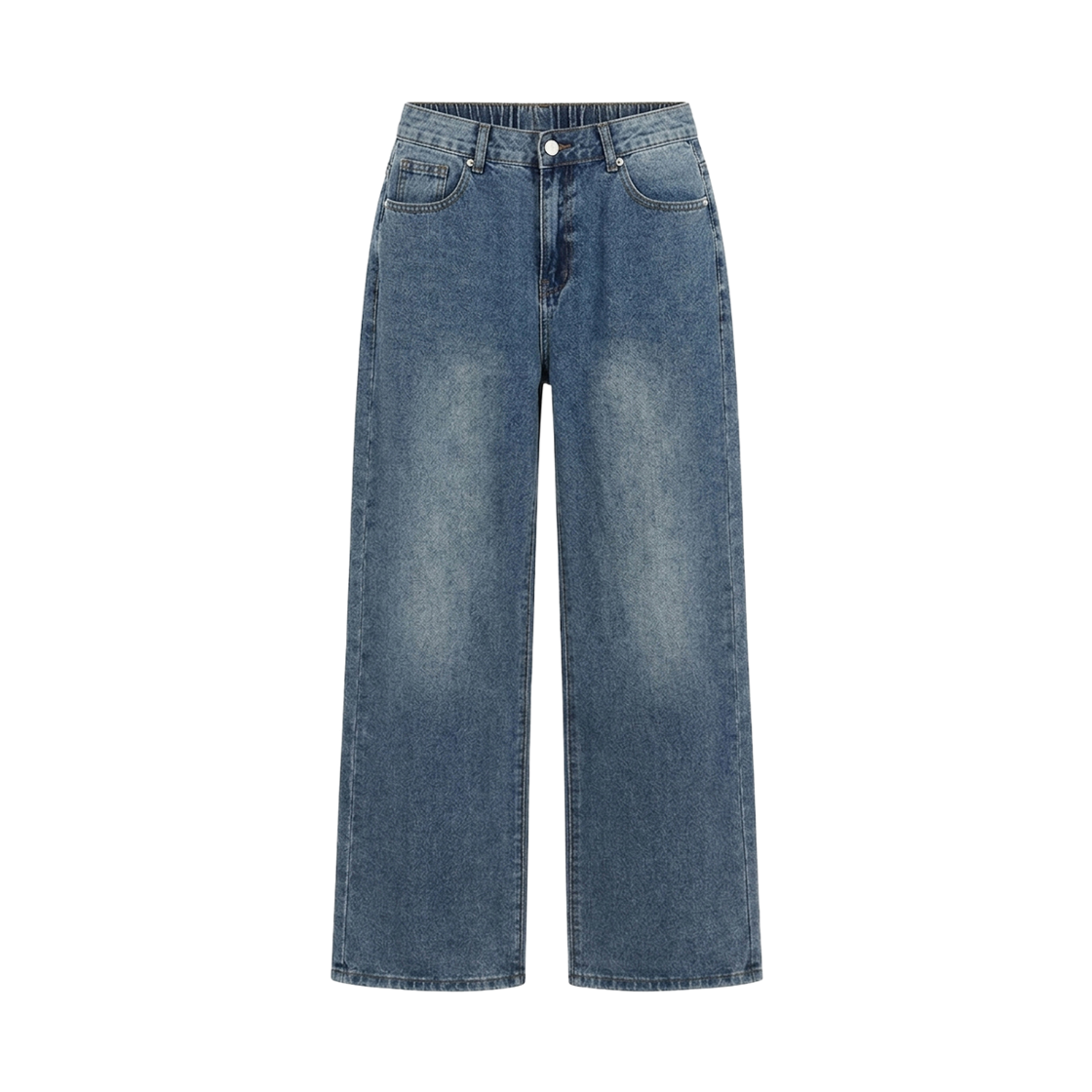 GC2406-2410-블루 GCLIP Relaxed Fade Washed Half-Banding Wide Denim Pants Blue