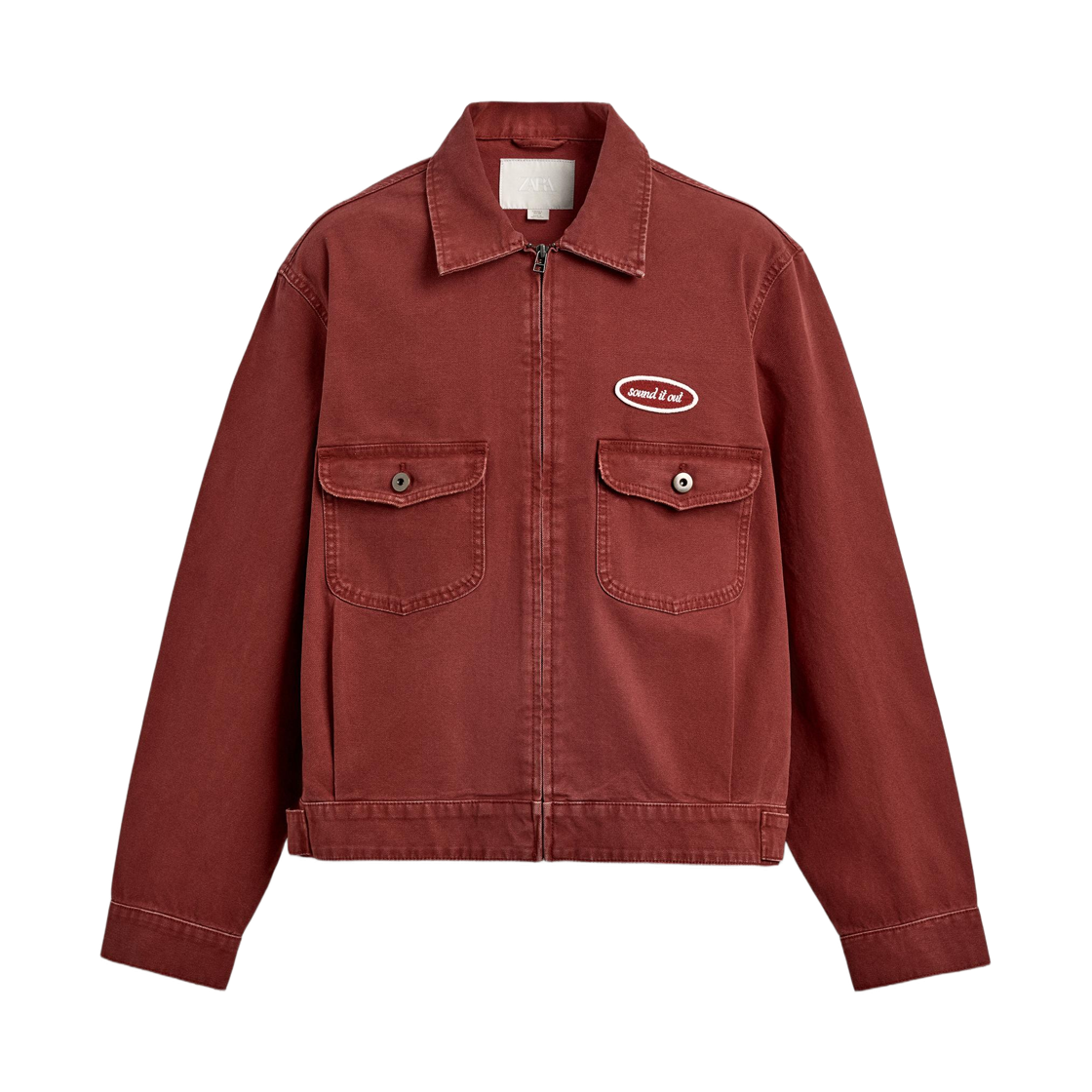 6987/461/600 Zara Cropped Fit Patch Jacket Red