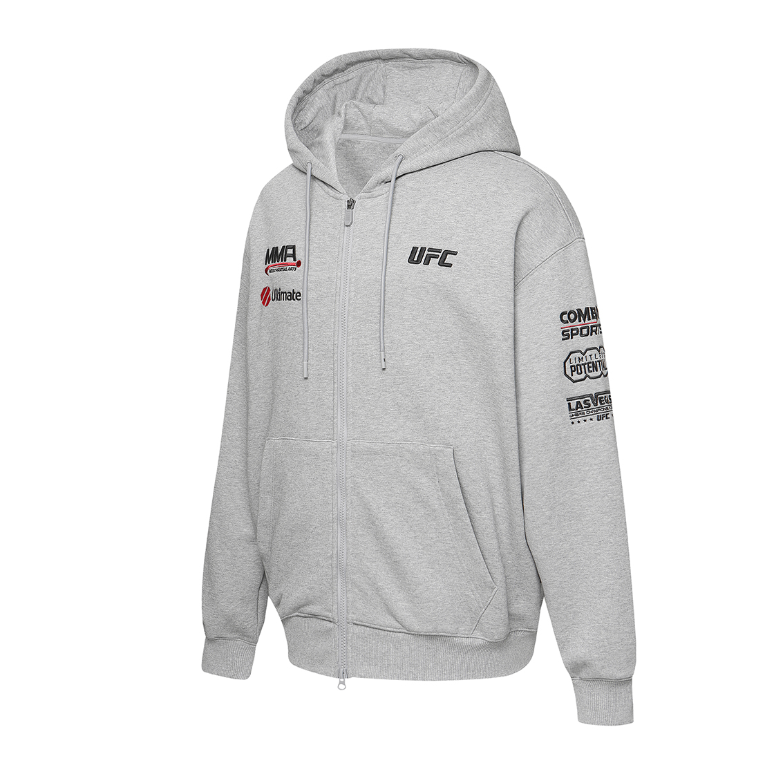 유에프씨 스포츠 MMA 스폰서십 오버핏 후드 집업 멜란지 그레이(UFC SPORT Mma Sponsorship Oversized Fit Hoodie Zip-Up Melange Grey) - 2