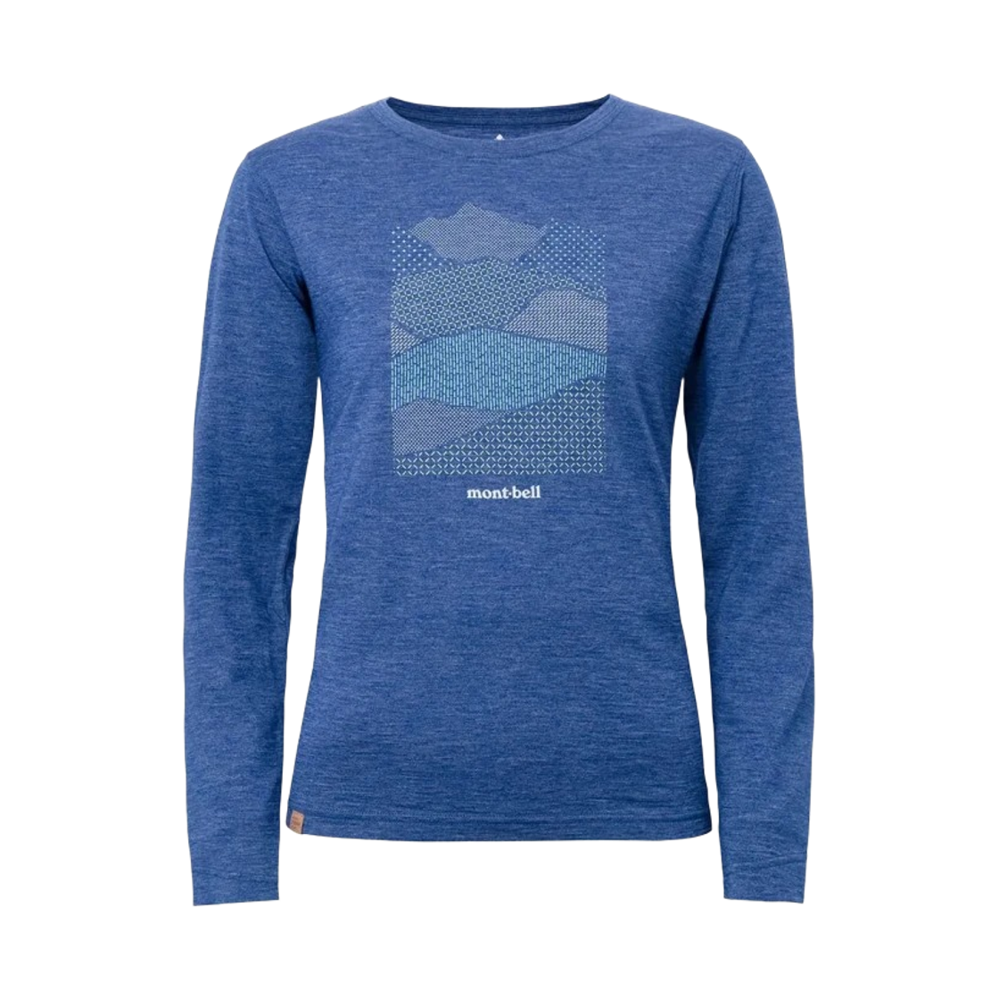 1114620 (W) Montbell Merino Wool Plus Light Mountain Collage Long Sleeve T-Shirt Navy