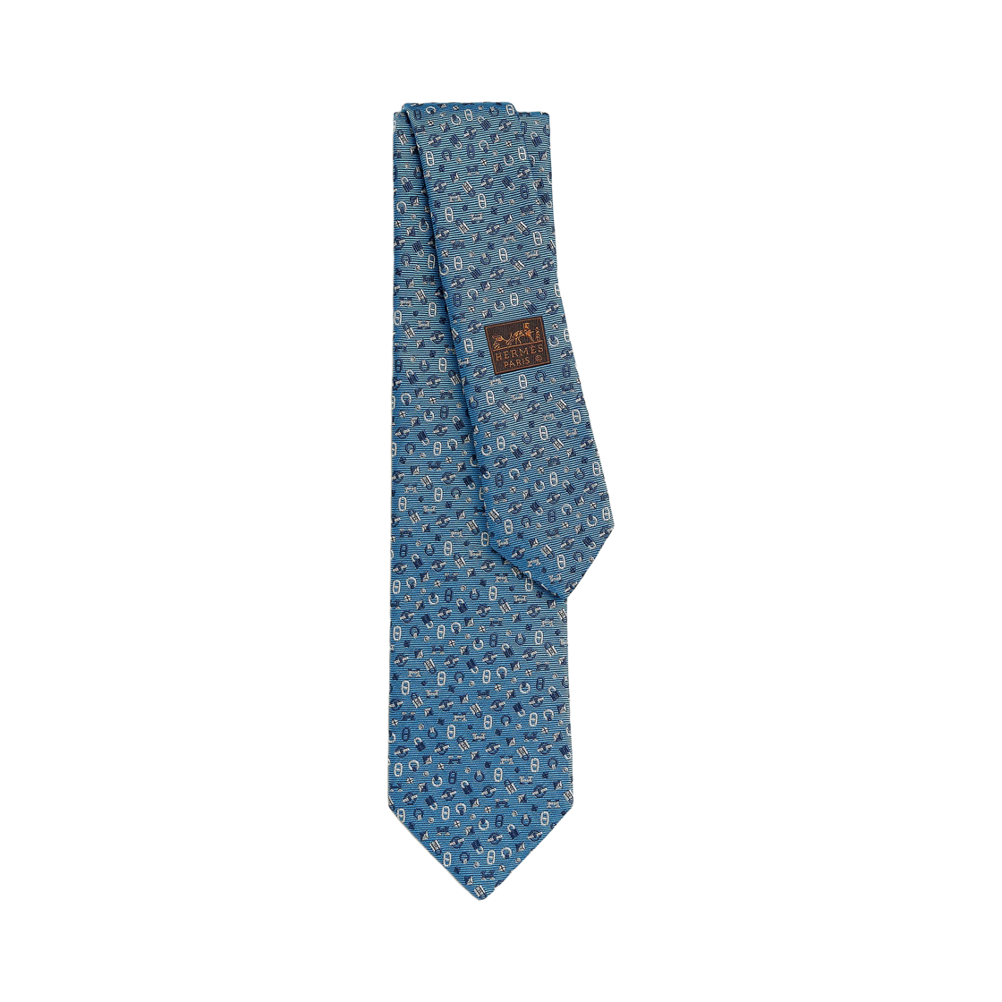 H336215T07 Hermes Quincaillerie Tie 7cm Ciel Gris Blanc