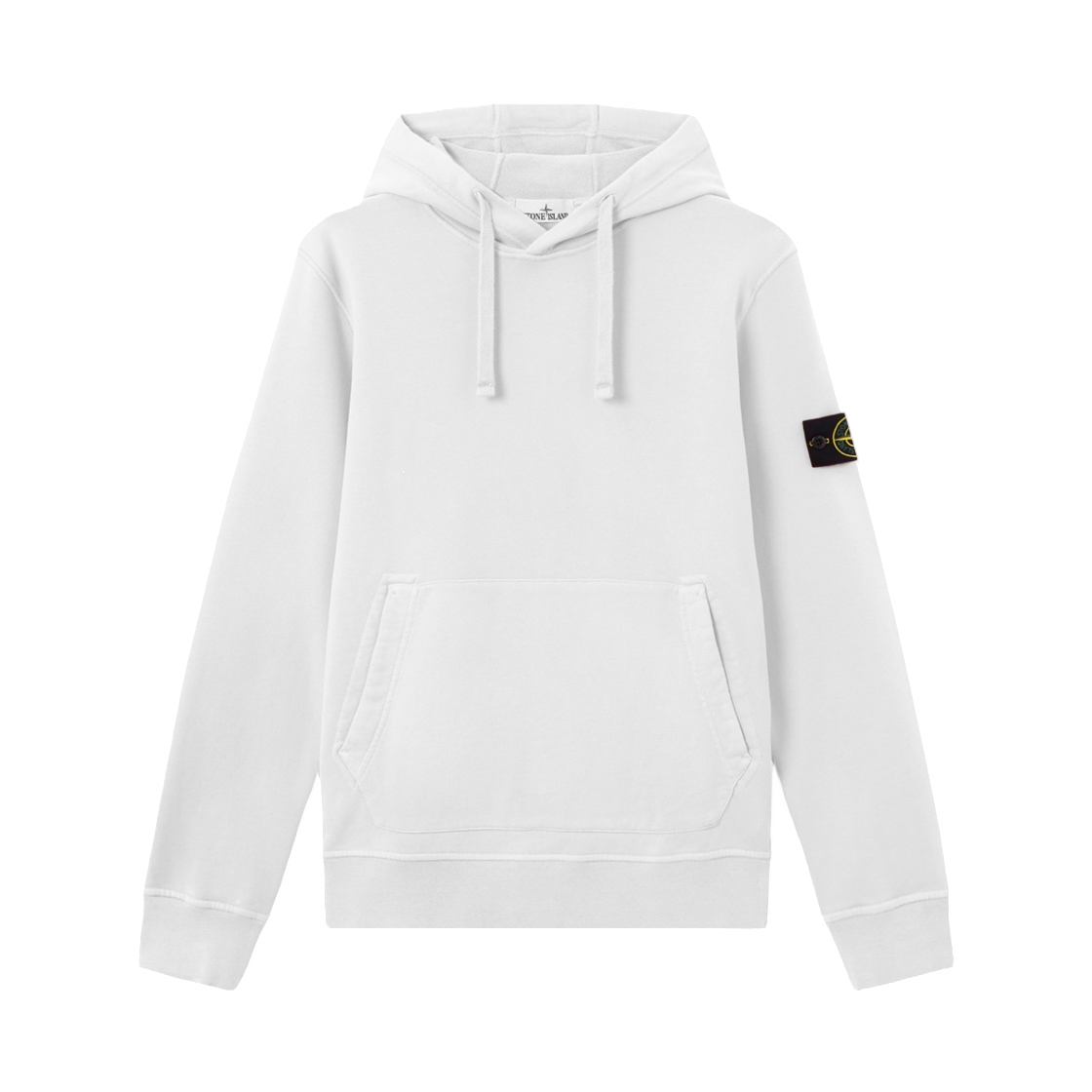 L2S1561000-62S0051-V0001 Stone Island 6100062 Organic Cotton Fleece Regular-Fit Hooded Sweatshirt with Pouch Pocket White - 26FW