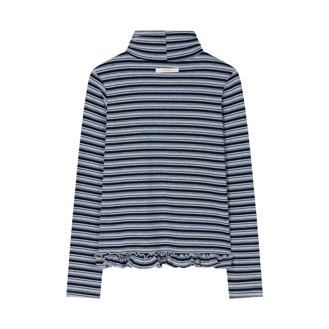 어글리쉐도우 스트라이프 터틀넥 티(네이비)(Uglyshadow Stripe Turtleneck Tee(Navy)) - 2