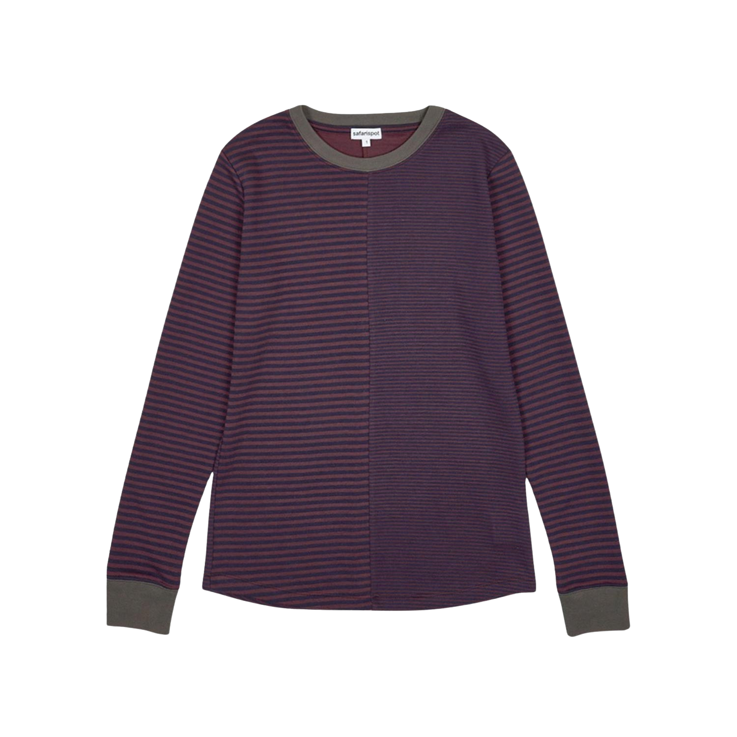 SCEFW15WLS016BUR Safarispot Block Stripe Long Sleeve Burgundy/Navy/Khaki