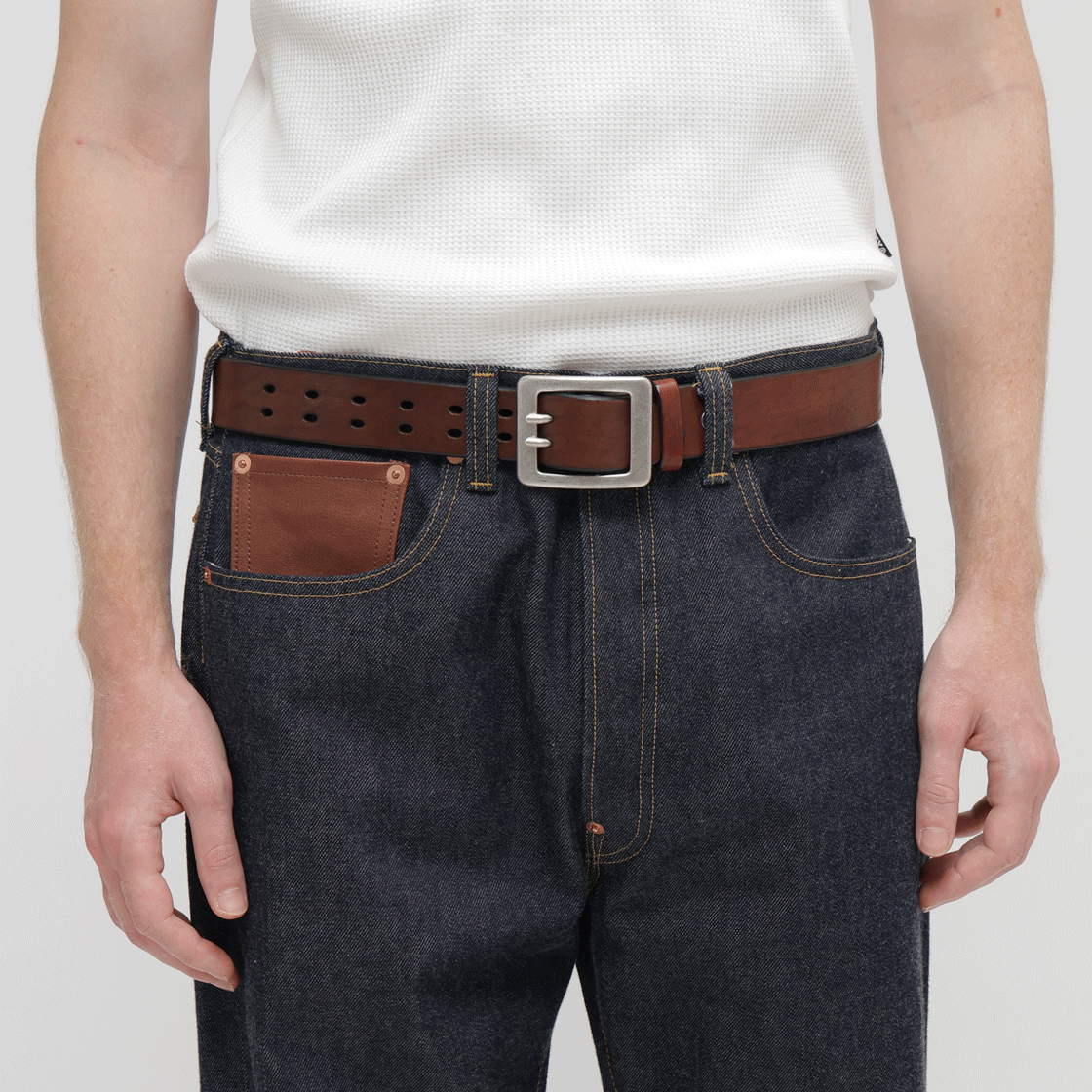[예약배송] 아비렉스 카우 레더 벨트 더블 핀 다크브라운([예약배송] Avirex Cow Leather Belt Double Pin Dark Brown) - 2