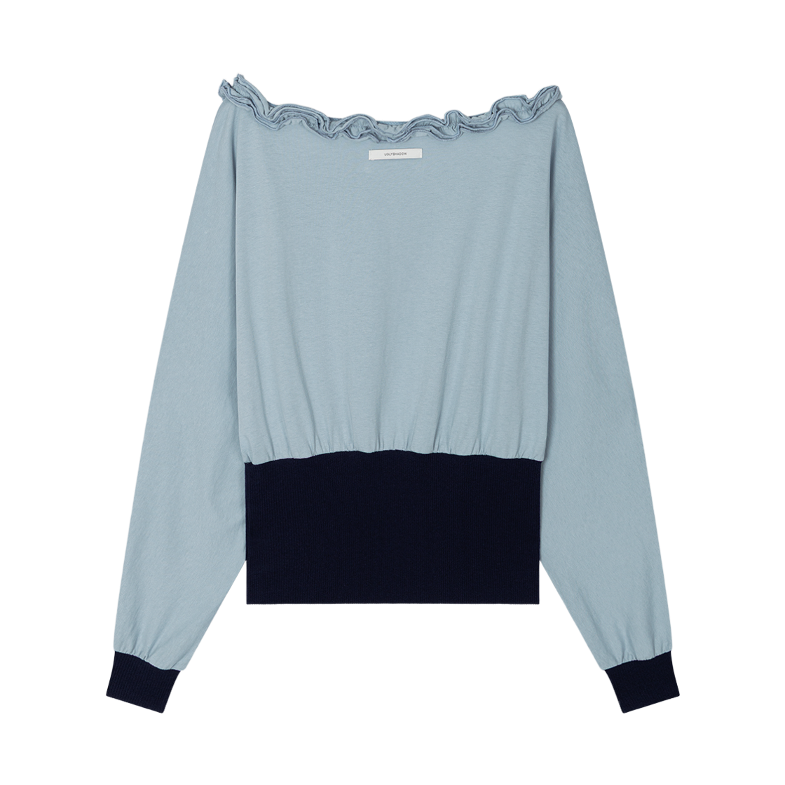 어글리쉐도우 오프숄더 러플 탑(블루)(Uglyshadow Off-Shoulder Ruffle Top(Blue)) - 2