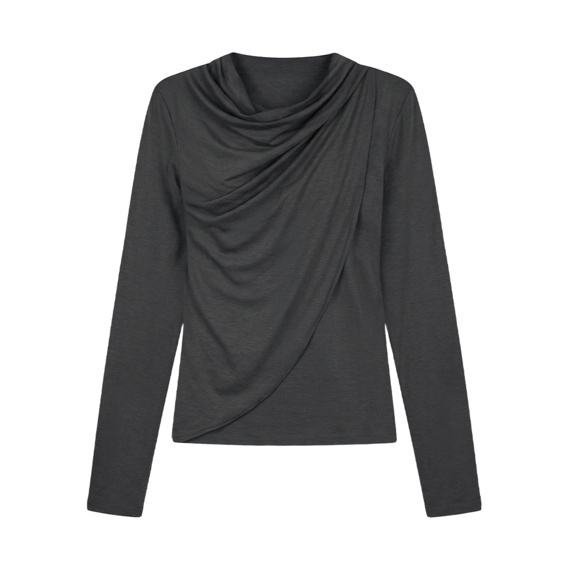 분트 플루이드 카울넥 롱슬리브 그레이(VOONT Fluid Cowl-Neck Long Sleeve (GRAY))