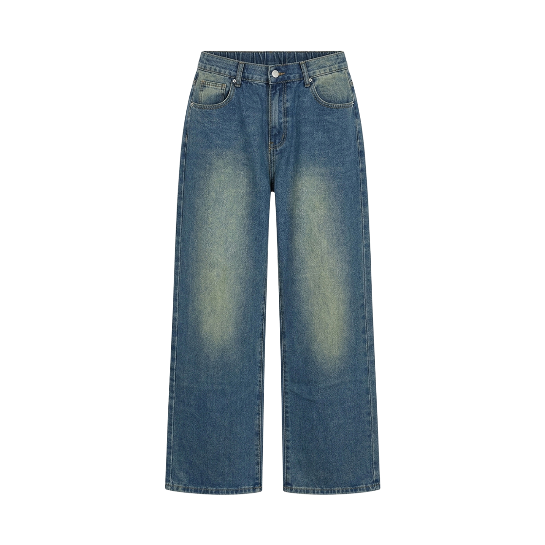 GC2406-2410-진블루 GCLIP Relaxed Fade Washed Half-Banding Wide Denim Pants Dark Blue