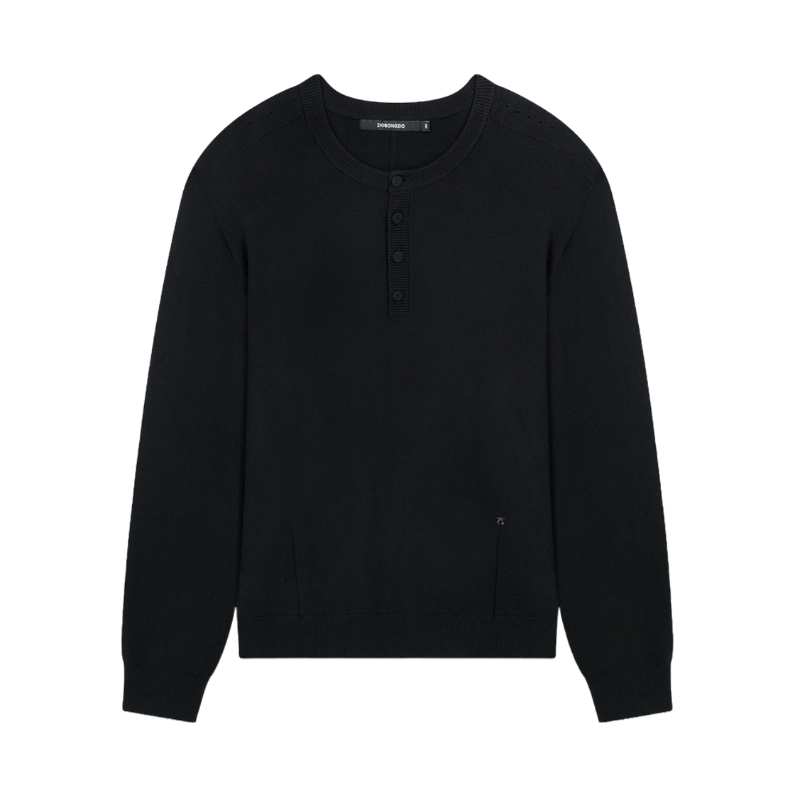 ZI6KT691BK ZIOSONGZIO Timeless Wholegarment Henley Neck Knit Black